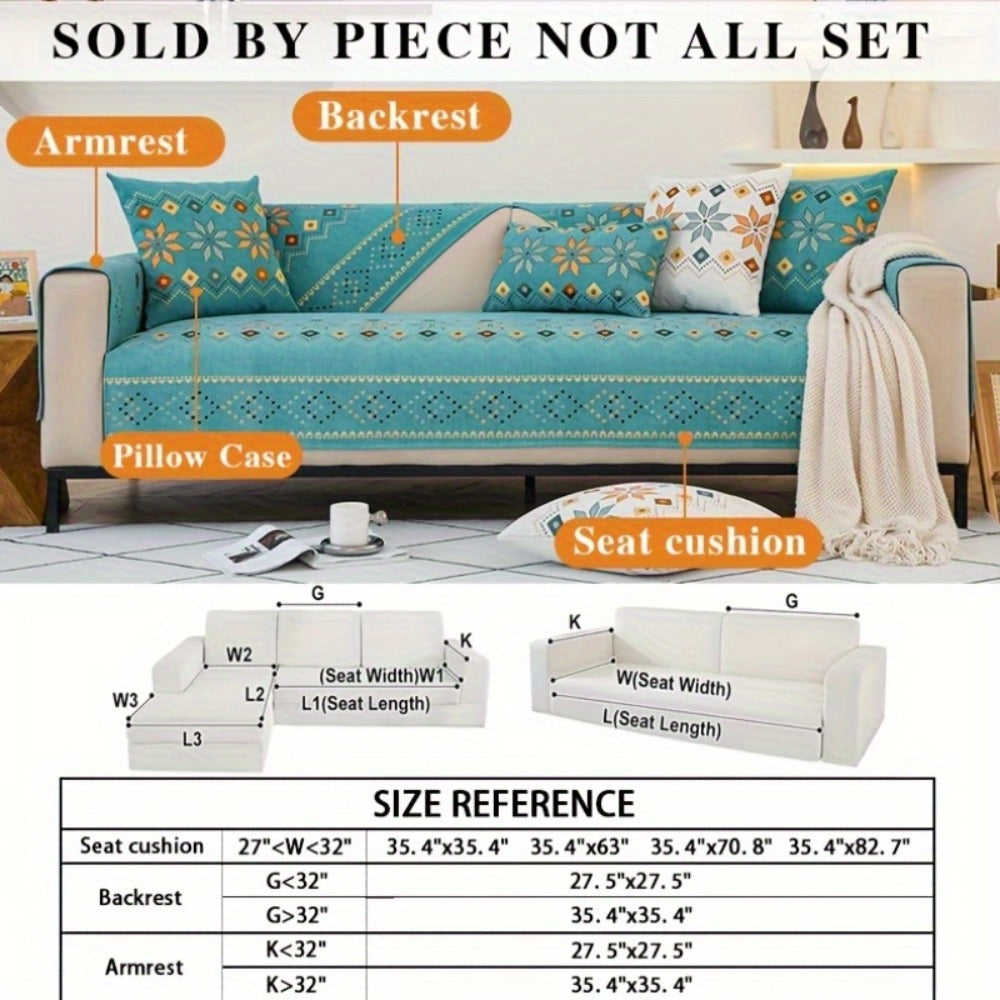 Chenille Sofa Cover Bohemian Style Jacquard Knit Anti-Slip Pet Friendly All Season Sofa Mat Protector - Single 2 3 4 Seater Armrest Backrest Pillow Case Grey White Yellow