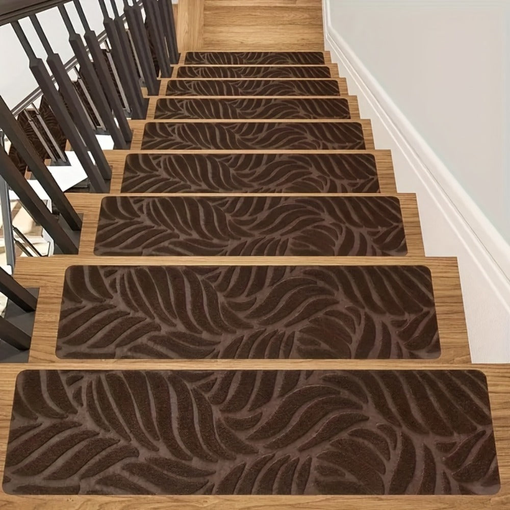 Non-Slip Stair Treads 15pcs 8¡±x30¡± Self-Adhesive Carpet Pads for Wooden Steps ¨C Washable Polyester Indoor Stair Mats for Safety, Anti-Slip Step Covers in Multiple Colors