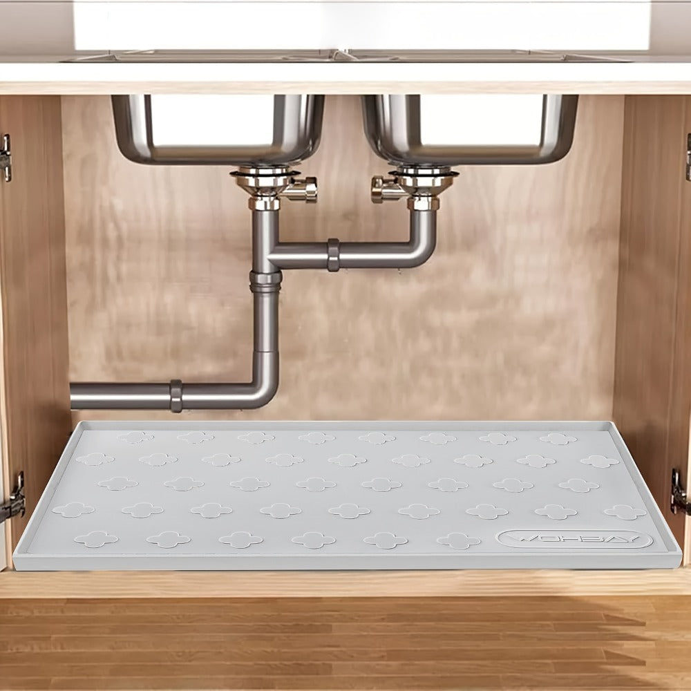 Silicone Under Sink Mat 34¡± x 22¡± Food Grade Waterproof Cabinet Liner, Honeycomb Pattern Drip Tray for Kitchen Bathroom Cabinet Organizer, Holds 2+ Gallons, Easy Clean Non-Toxic Boot Tray