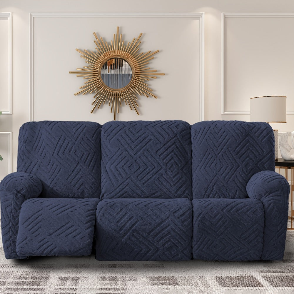 Stretch 3 Seat Sofa Slipcover Elastic Spandex Couch Cover with Pocket Anti-Slip Jacquard Knit Washable Solid Color Sofa Protector for Living Room Office Pet Friendly
