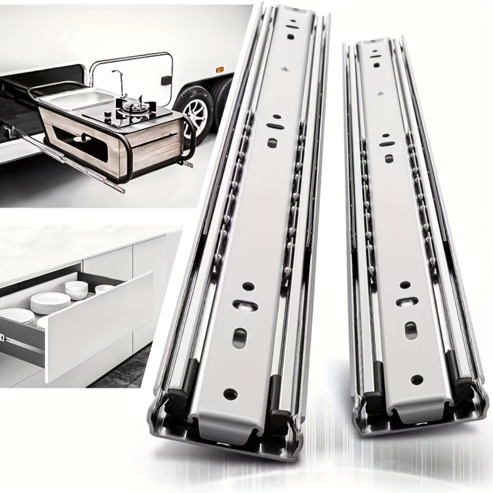 Ball Bearing Drawer Slides Full Extension 2 Pack ¨C Heavy Duty Stainless Steel Cabinet Slides Quiet Smooth Glide Side Mount 10 14 16 Inch for Kitchen Dresser Office Furniture DIY Cabinet