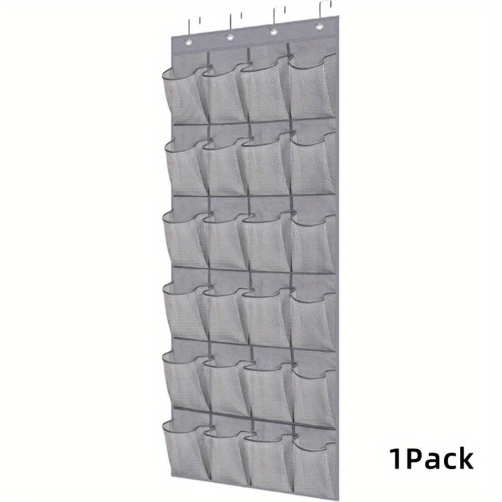 Over Door Shoe Organizer 24 Large Mesh Pockets ¨C Foldable Breathable Hanging Storage Rack, Durable Fabric Closet Hanger for Shoes & Accessories, Space-Saving Door Organization