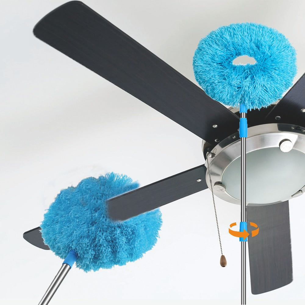 Ceiling Fan Cleaner Brush with Extension Rod ¨C Detachable Washable Ultra-Fine Microfiber Duster for High Ceilings, Fans, Furniture & Cars, Long Reach Dust Brush Cleaning Tool Set (Blue)