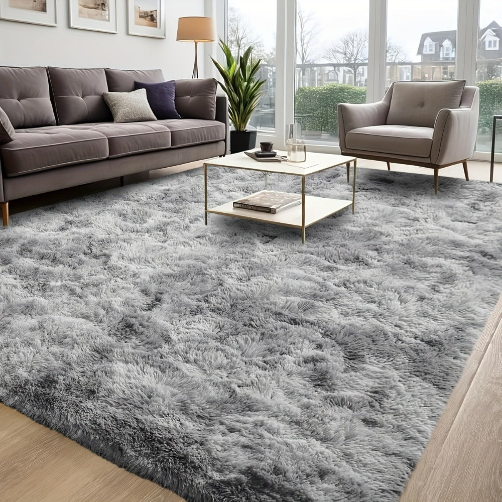 Shaggy Plush Area Rug - Soft Fluffy Carpet for Living Room, Bedroom & Sofa | Non-Slip Machine Washable Tie-Dye & Solid Color Long Pile Rug | Luxury Home Decor Floor Mat in Multiple Sizes & Colors