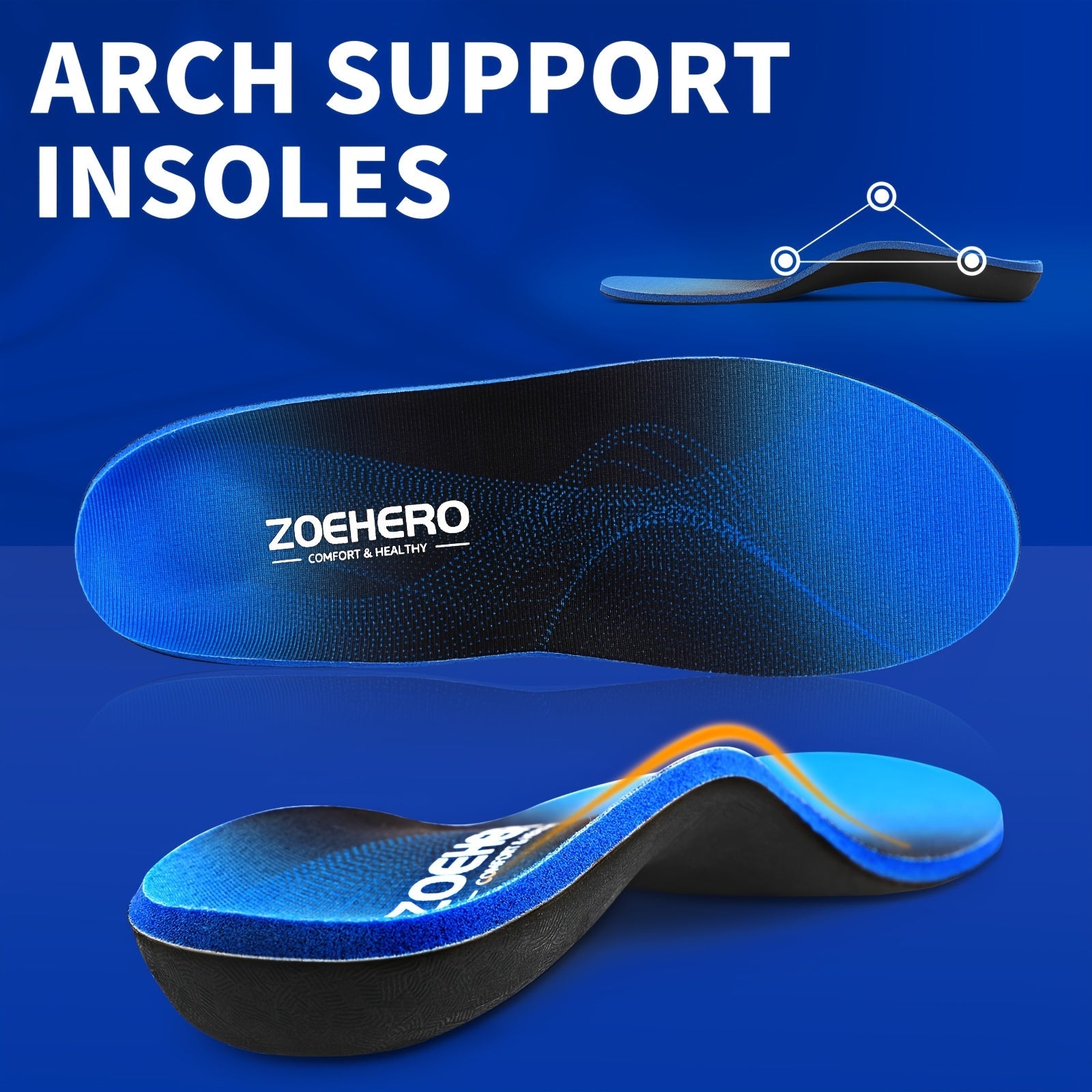 Heavy Duty Arch Support Insoles ¨C High-Density PU Foam, Deep Heel Cup, Shock Absorbing for Work Boots, Hiking, Sports & Standing All Day | Men & Women