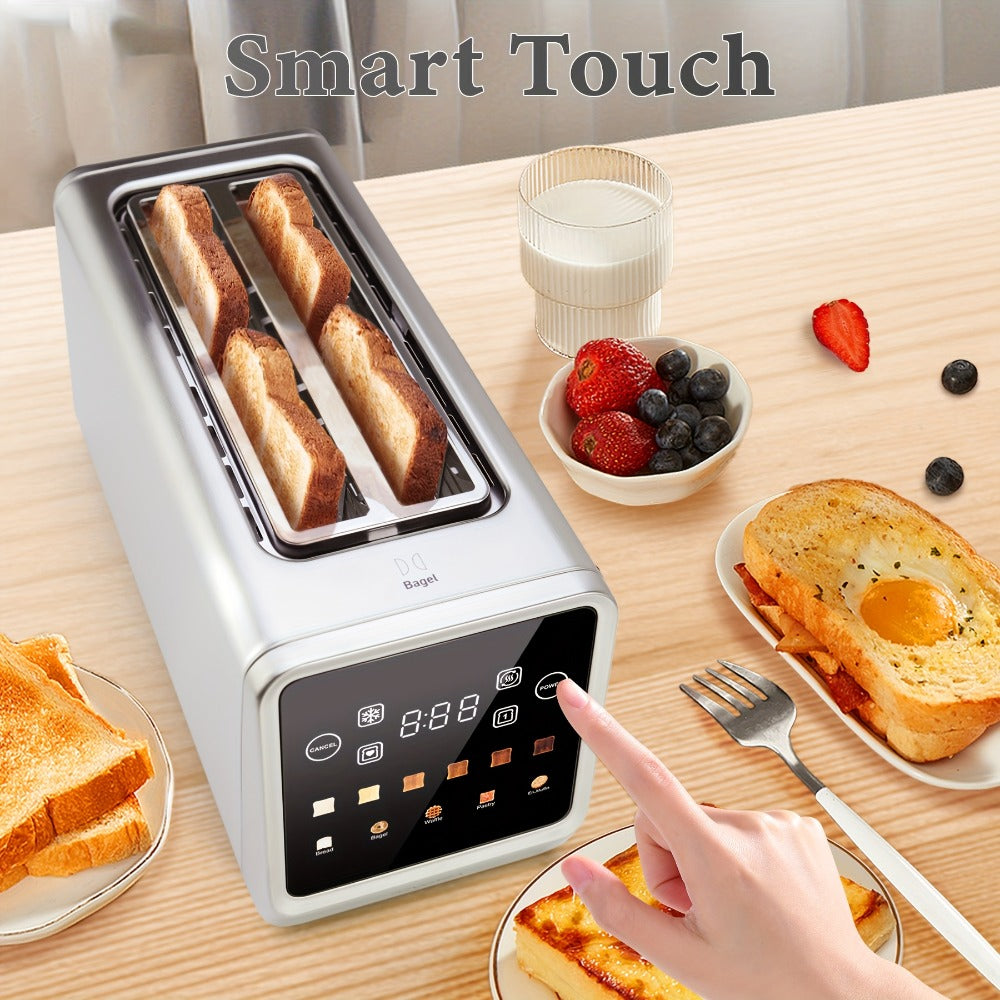 4-Slice Toaster Long Slot Stainless Steel ¨C Touch Screen LED Display, 1.5¡± Wide Slots, Countdown Timer, Memory Function, Dual Control, 6 Shade Settings