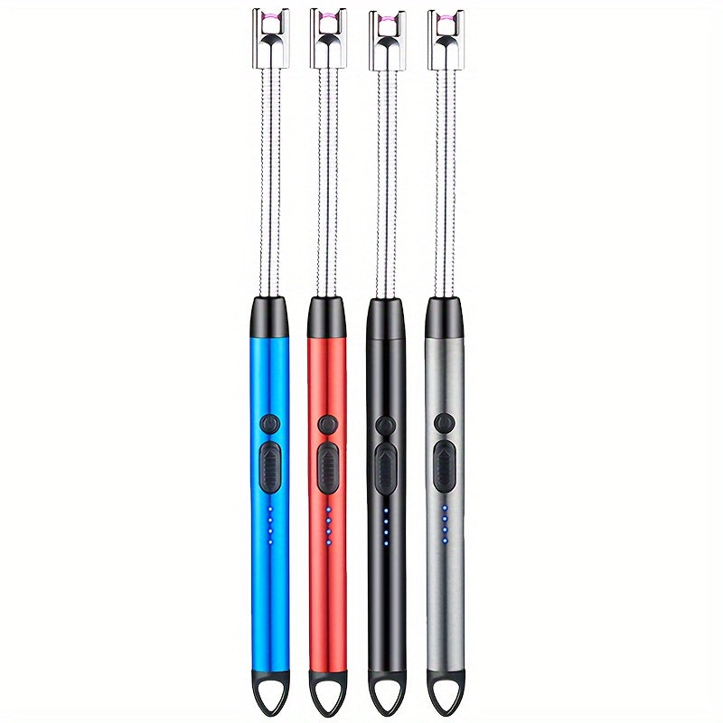 USB Rechargeable Arc Lighter 4-Pack Flameless Windproof Candle Lighter with Flexible Neck, 360¡ã Rotation, LED Battery Indicator & Safety Switch ¨C for Candles, Grill, Camping, BBQ, Aromatherapy