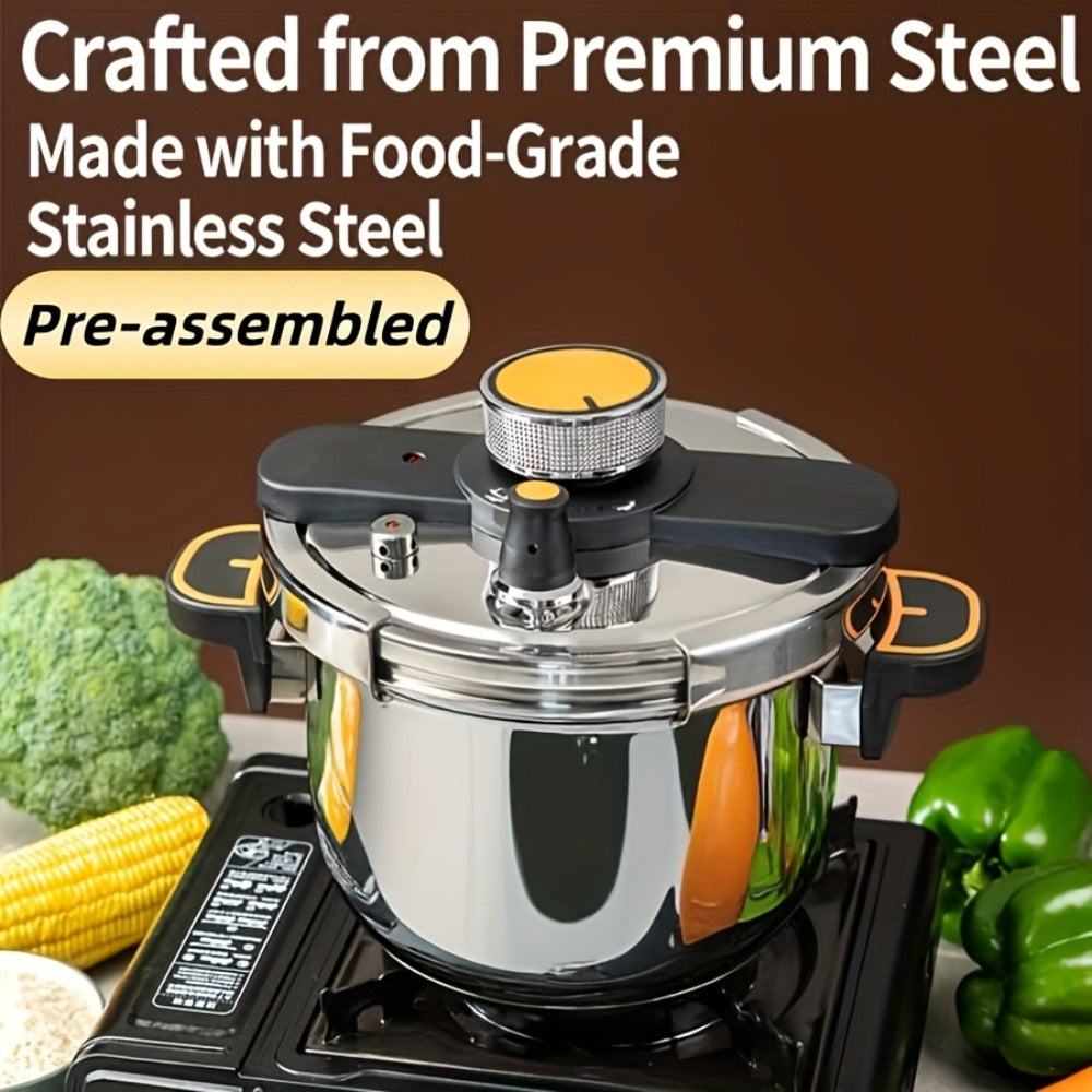 Pressure Cooker Stainless Steel with One-Twist Lock Lid ¨C Heavy-Duty Induction & Gas Compatible Stew Pot in 1.32gal, 1.59gal & 2.11gal, Dishwasher Safe Family Soup Cooker for Daily Cooking