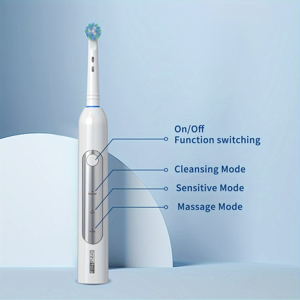 Electric Toothbrush with 3 Rotating Cleaning Modes - Induction Charging, 4 Replacement Brush Heads, Travel Case Included, Couples Toothbrush Set, Deep Plaque Removal, Holiday Gift, Black Purple Blue