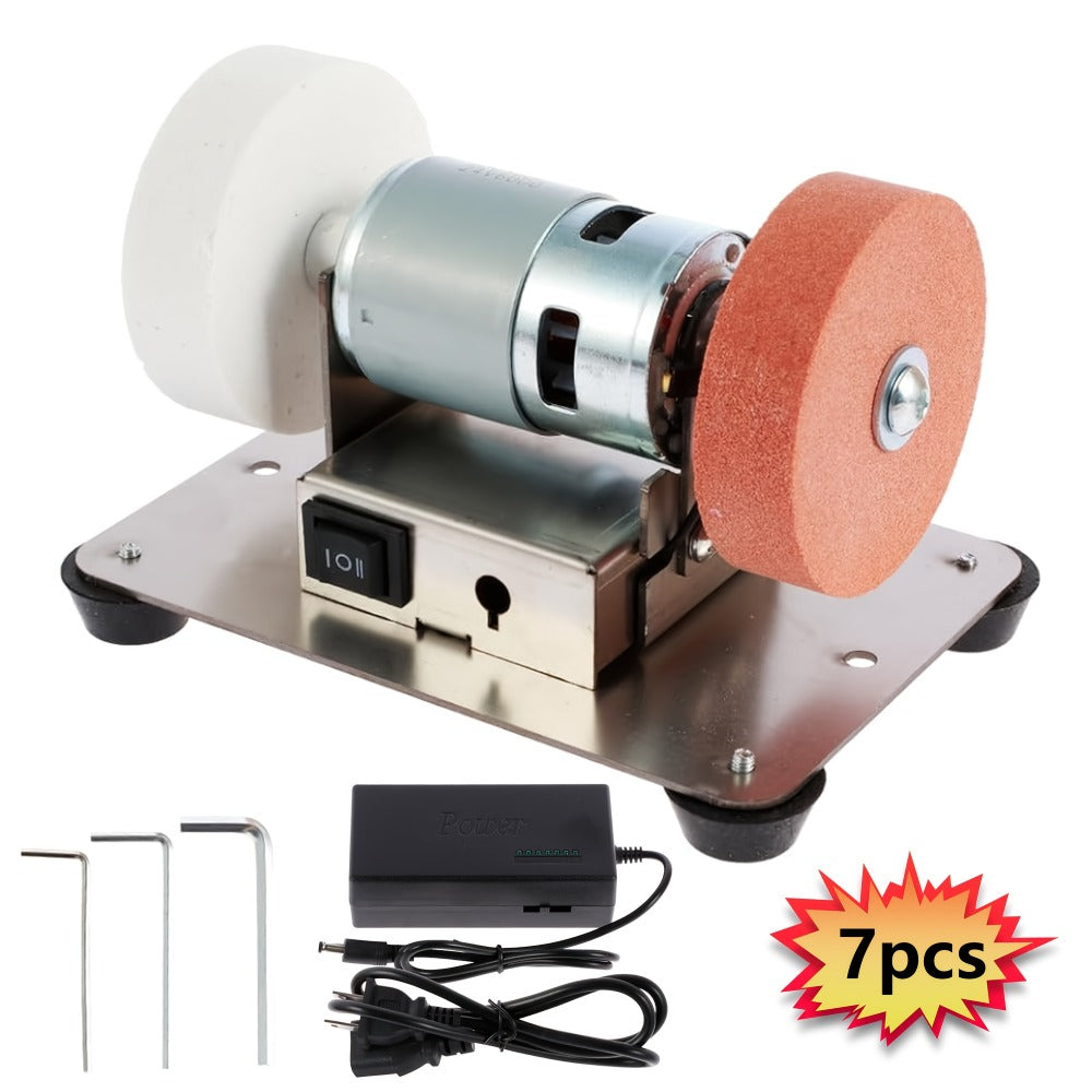 Mini Belt Sander 3-in-1 Electric Desktop Knife Sharpener 15 Degree 7 Speed Adjustable Polishing Machine for DIY Metal Wood Handicrafts Cutting Tools with Sanding Belts
