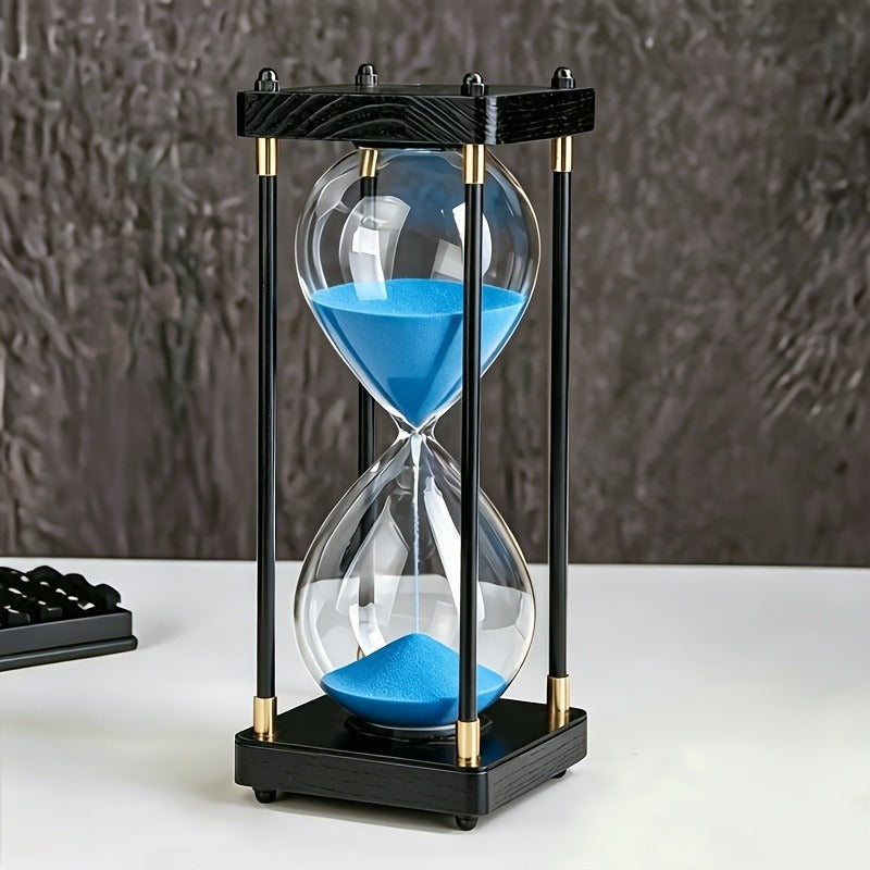 Hourglass Timer 60 Minute Wooden Sand Timer Decorative Glass - Vintage Home Decor for Kitchen, Office & Bedroom | Great Gift for Birthday, Christmas, Valentine's Day & Thanksgiving | 11.81x3.74in