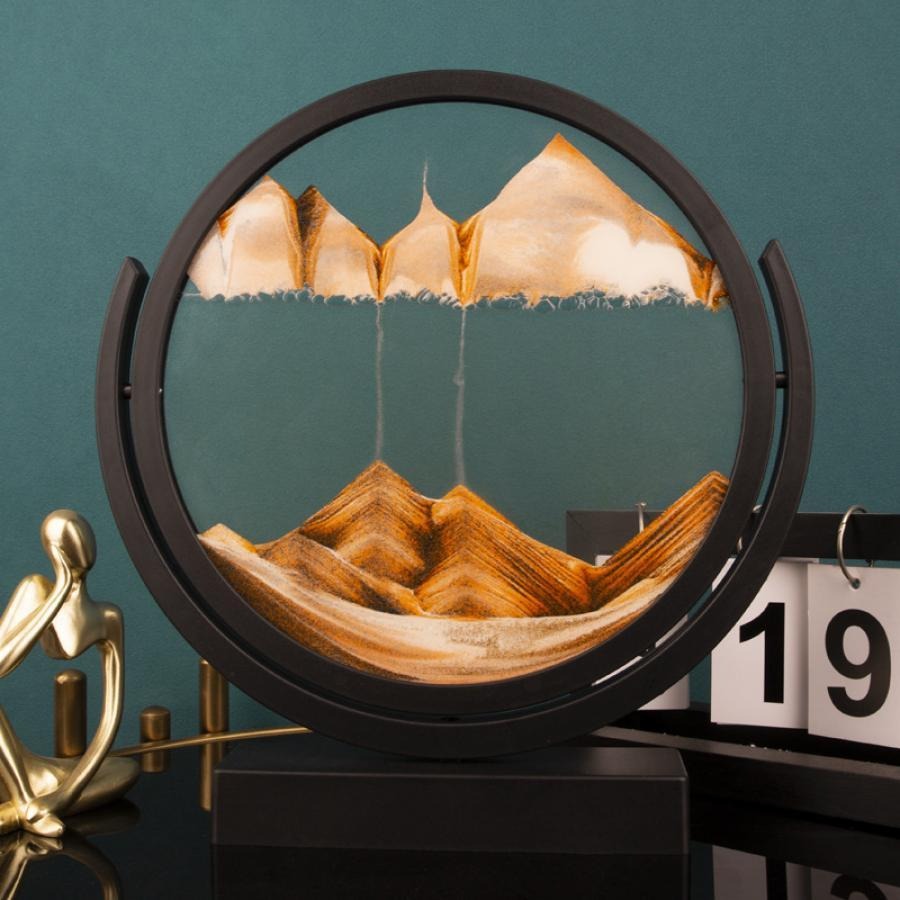 Quicksand Painting Desktop Art Sculpture - Abstract Sand Art Display Frame No Electricity Indoor Outdoor Modern Home Decor Office Desk Decoration Holiday Gift Christmas Easter Halloween