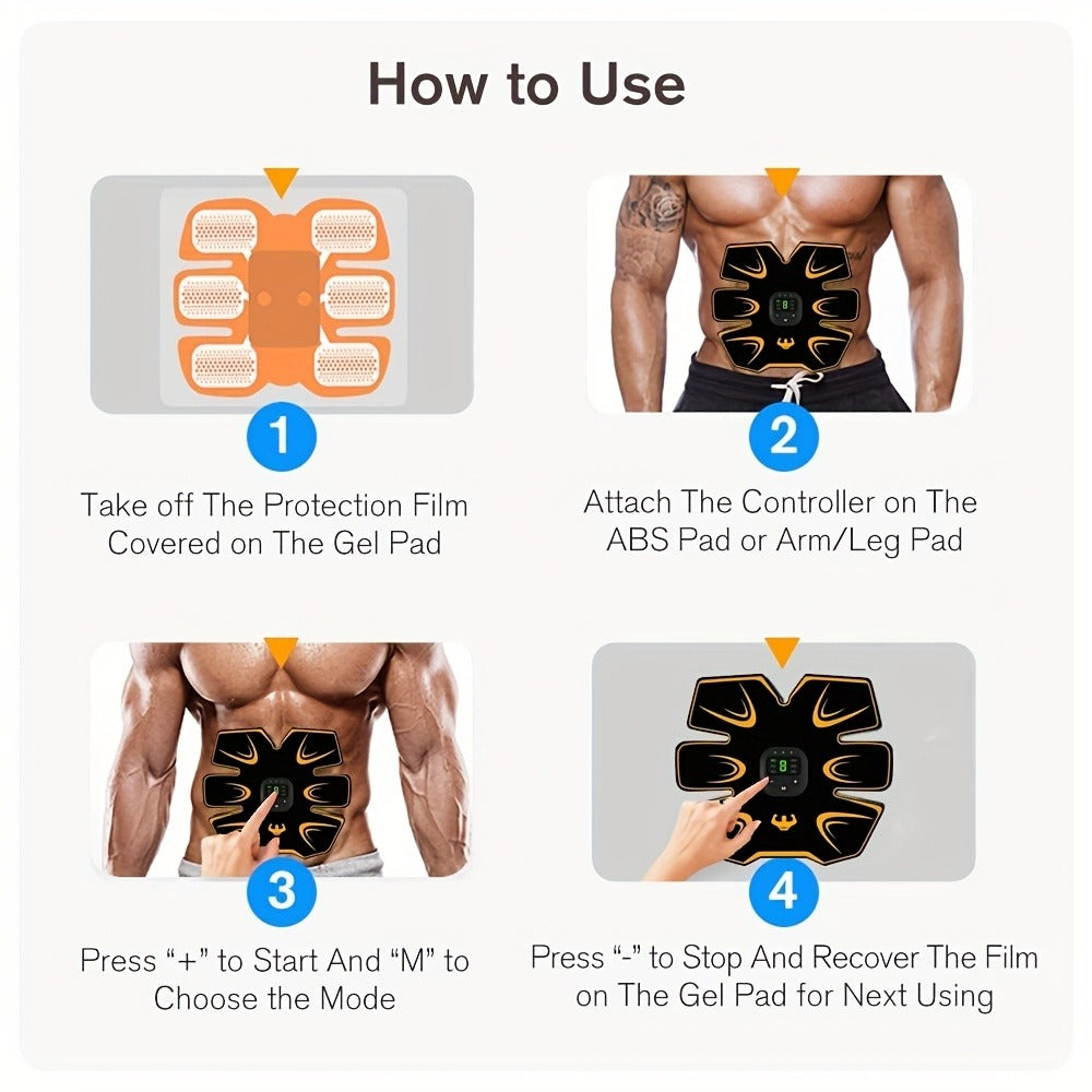 EMS Muscle Stimulator Trainer Patches ¨C 8 Modes 19 Intensities Fitness Exerciser for Arms, Legs & Body Toning, Electric Muscle Training Pad for Home Gym Workout