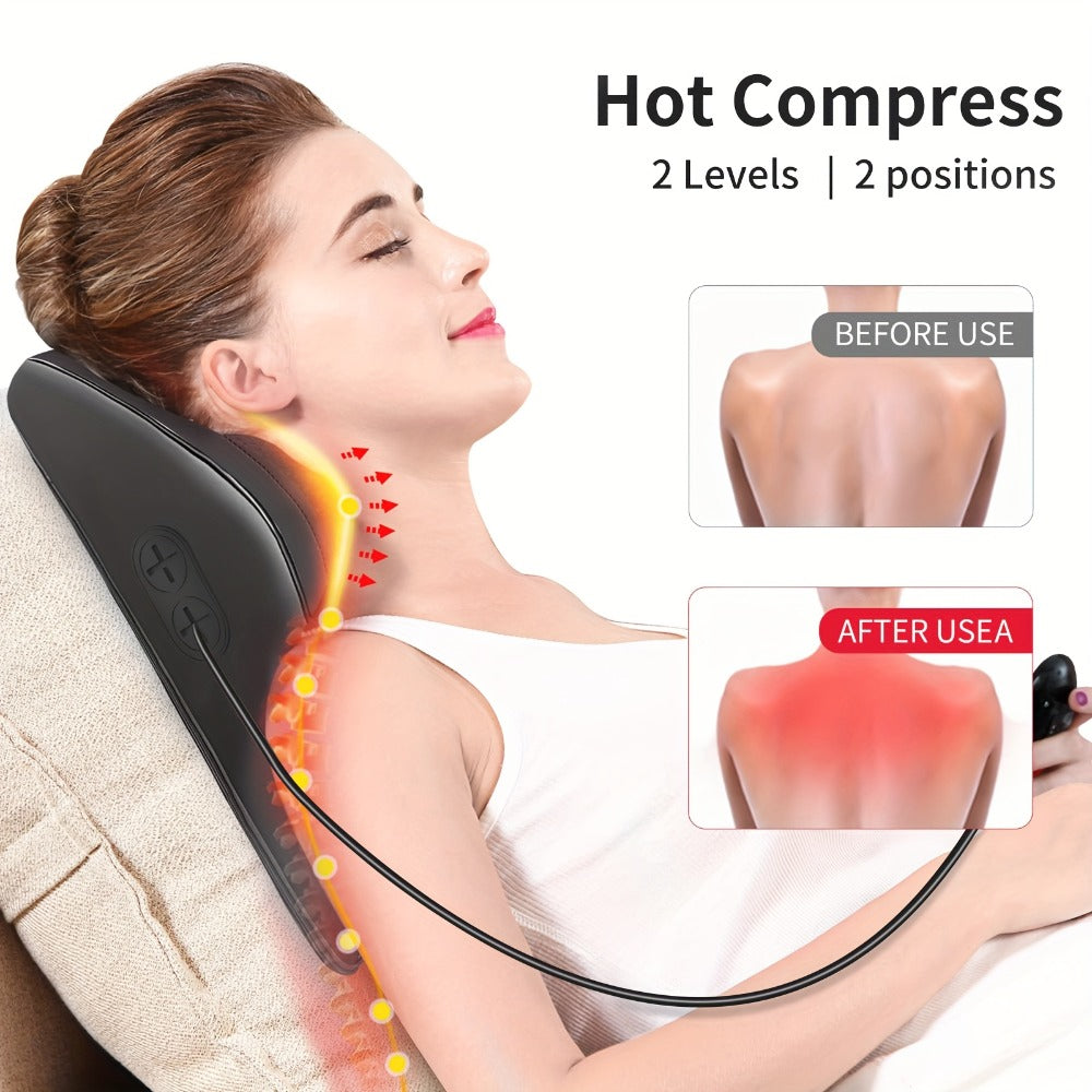 Shiatsu Back Massager with Heat Deep Tissue 3D Kneading for Neck Shoulder Back 3 Massage Modes 2 Heating Levels Electric Body Massager Gift for Mom Dad Women