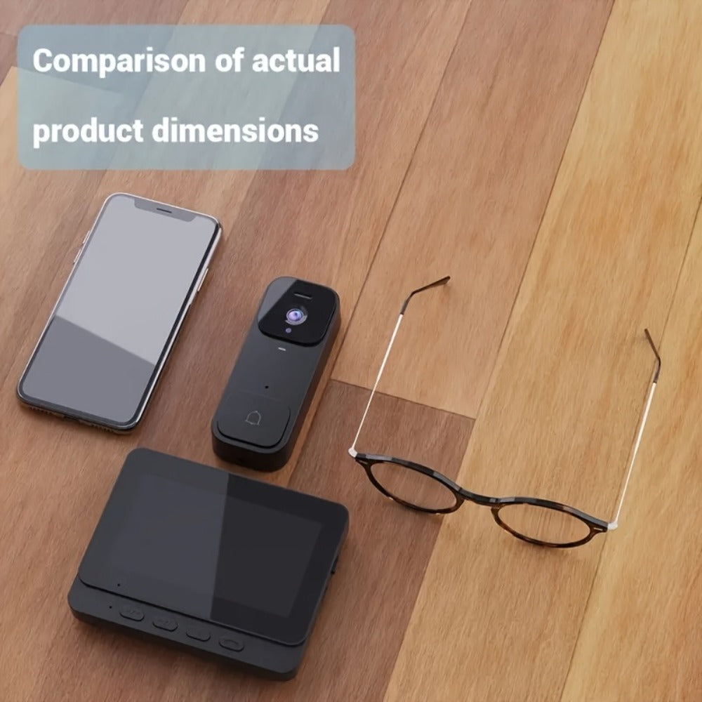 Smart Video Doorbell Wireless Touchscreen Display | Motion Detection 2-Way Audio Local Storage No Subscription | Easy No-Wire Install Home Security Doorbell Camera System