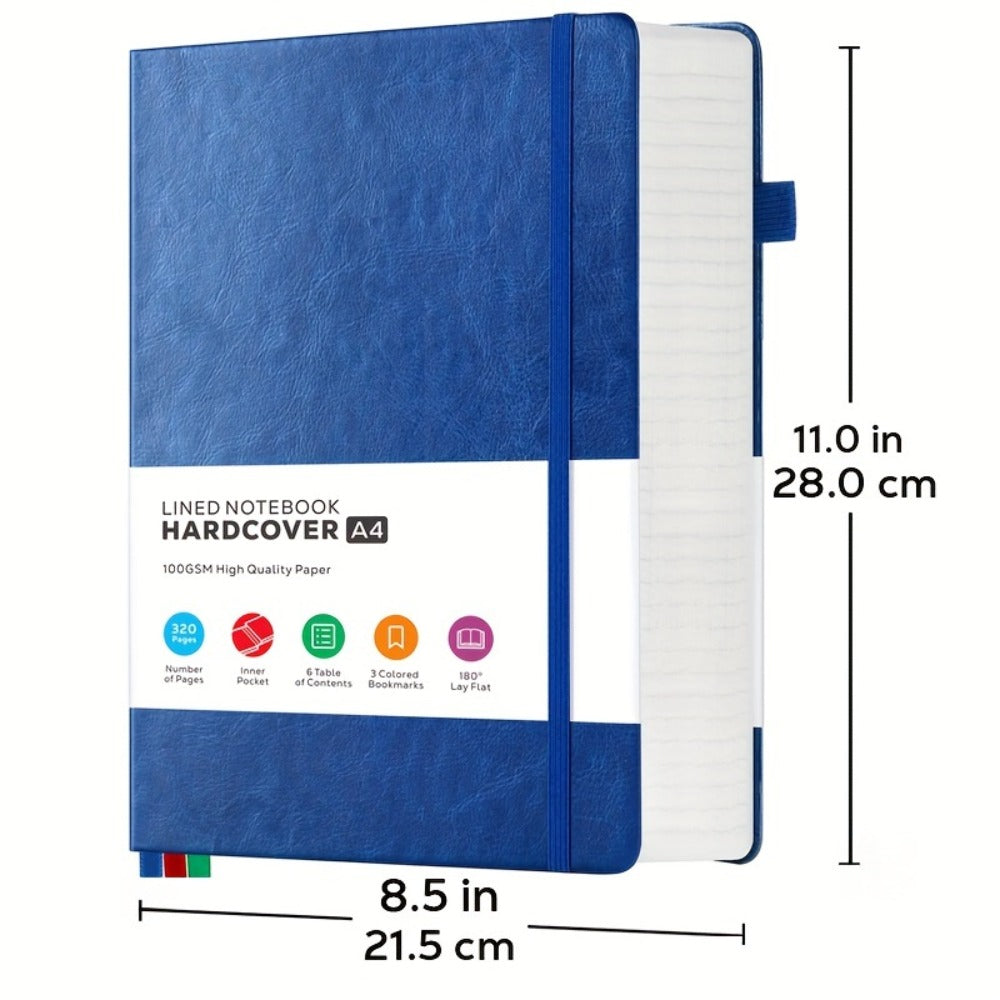 A4 Hardcover Lined Journal Notebook 320 Pages, Faux Leather College Ruled Notebook with 100GSM Thick Pages, 8.5x11 Large Writing Journal for Women Business School