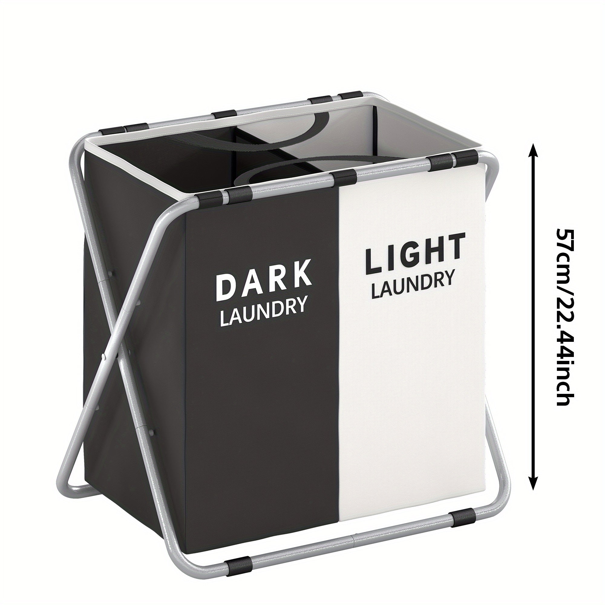 Large Laundry Hamper Basket with Handles - Collapsible Fabric Clothes Hamper, Water-Resistant Liner, Multi-Grid Design for Bedroom, Bathroom & College Dorm