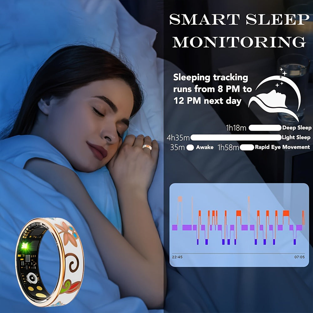 Women's Smart Ring Fitness & Sleep Tracker ¨C Step, Distance & Calorie Monitor, IP68 Waterproof, Bluetooth 5.3, iOS & Android, Elegant Daily Accessory, Gift for Mom & Girlfriend