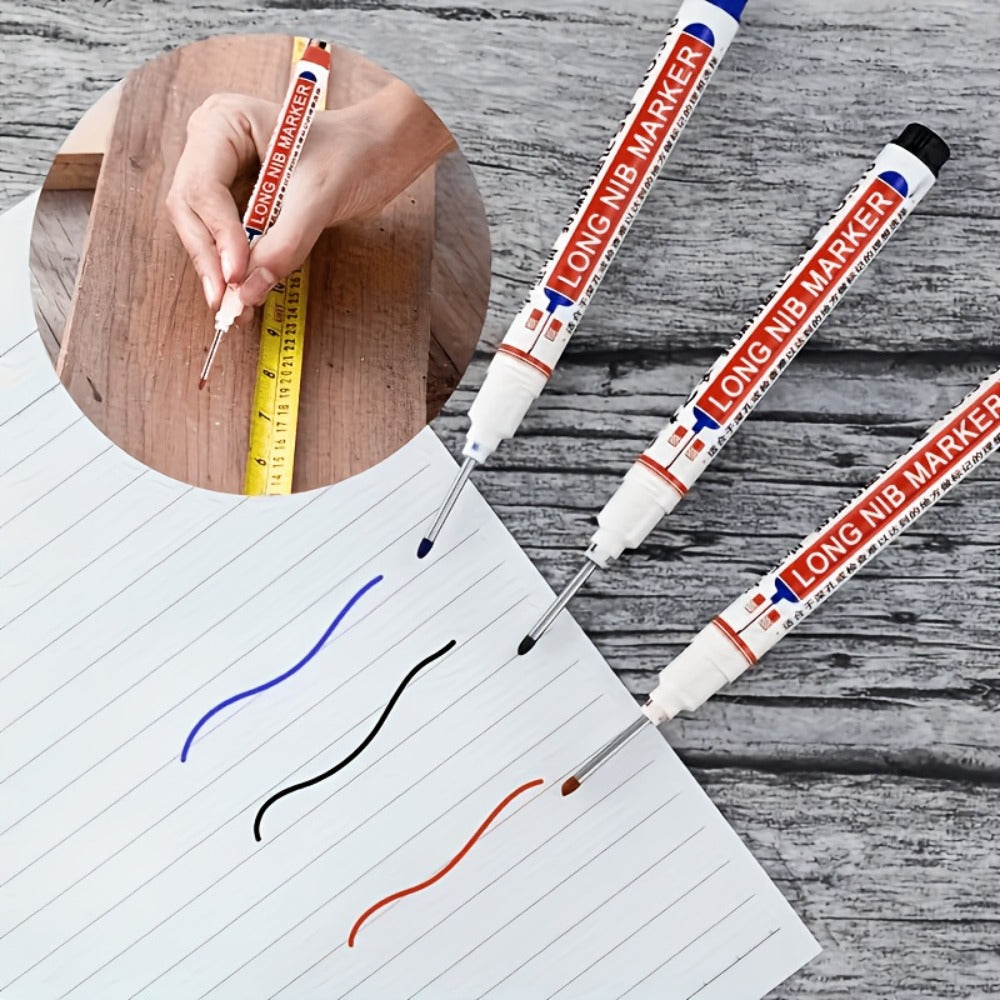 Deep Hole Marking Pens 29 Pack ¨C Long Point Oil-Based Woodworking Markers, Multi-Color Red Blue Black Pencils for Wood, Ceramic, Tile & Bathroom Installation, Carpenter Marking Tool Set