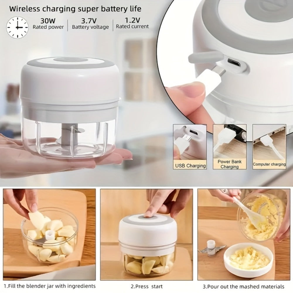 Mini Food Processor USB Rechargeable Electric Chopper 9.47oz ¨C Portable Wireless Meat Grinder & Blender for Garlic, Vegetables, Fruit, Ginger & Chili, Compact Kitchen Tool for Home Office Travel