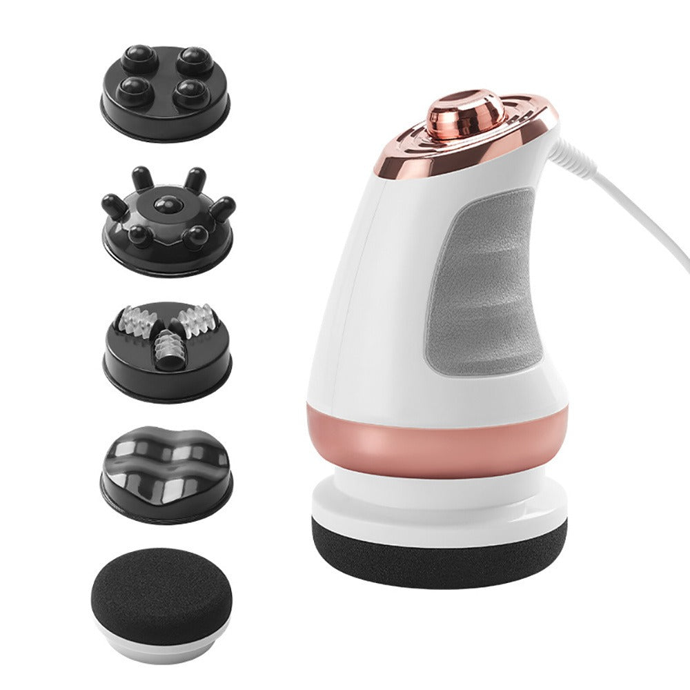 Handheld Body Massager with 5 Interchangeable Heads & 3 Washable Pads ¨C Adjustable Vibration Intensity, Full Body Muscle Relief for Abdomen, Waist, Arms, Buttocks & Legs, Portable Electric Massage Machine