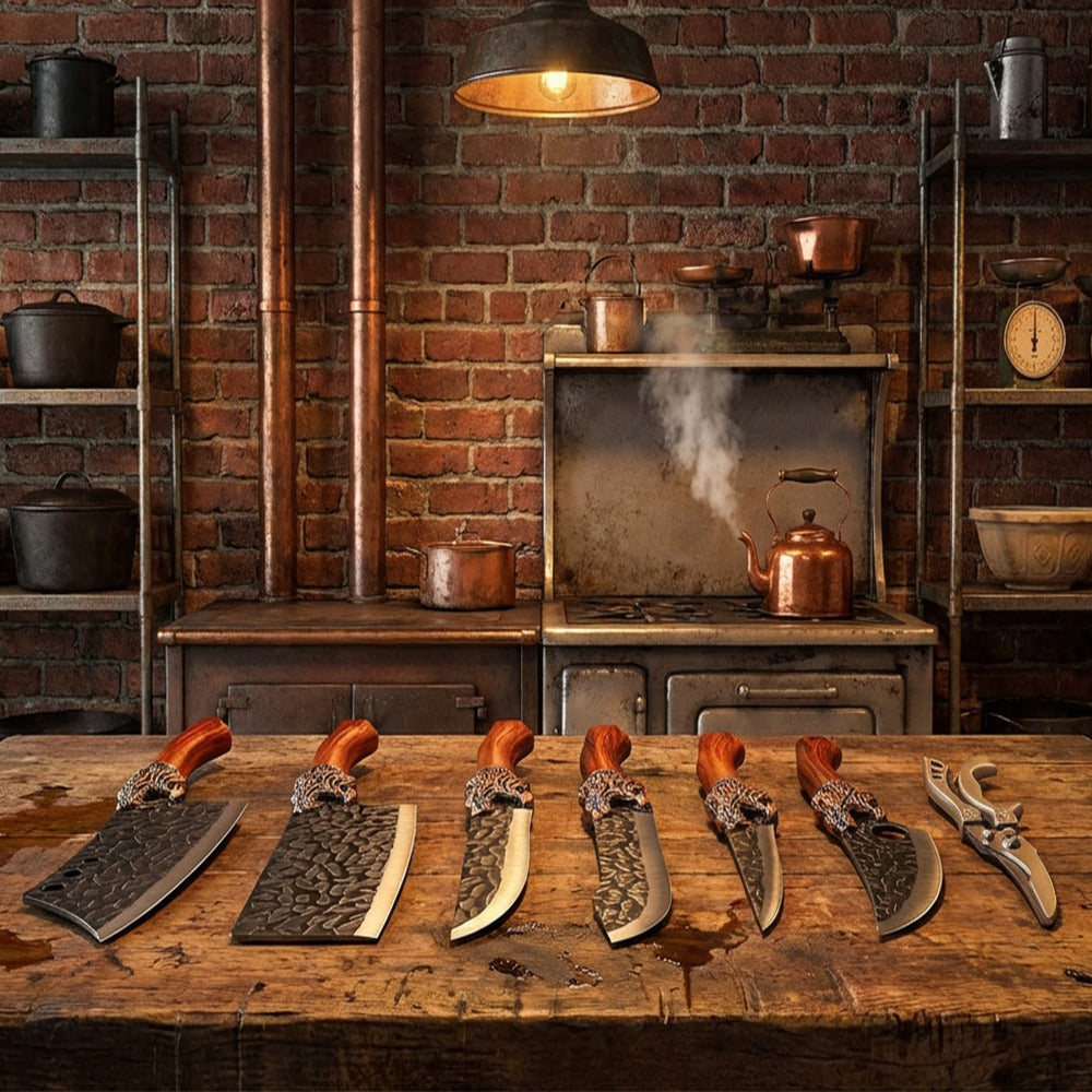 Kitchen Knife Set Professional Forged Stainless Steel Chef Knife Set with Boning Knife Slicing Knife Carving Knife Fillet Knife Butcher Knife Scissors Ultra Sharp Durable Meat Fish 4pc 7pc