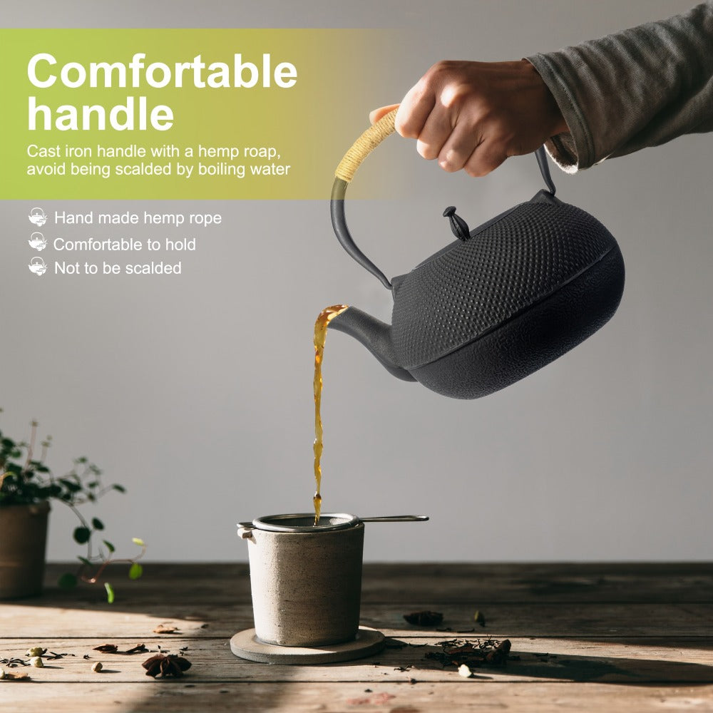 Cast Iron Teapot with Stainless Steel Infuser 60 oz ¨C Japanese Style Tea Kettle for Camping & Home Brewing