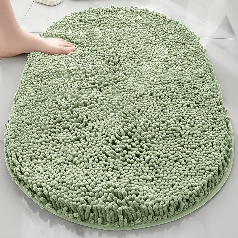 Chenille Bath Mat Non-Slip Super Absorbent Oval Bathroom Rug Soft Plush Carpet for Bathroom Kitchen Bedroom Entryway Indoor Outdoor Pet Dog Mat Machine Washable Multi-Color Multi-Size