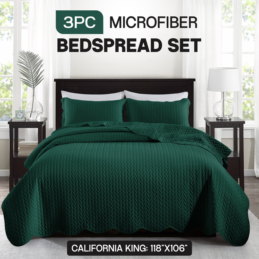 Bedspread Set 3-Piece Microfiber Floral Coverlet with Pillow Shams - Soft Breathable Lightweight All-Season Bed Cover for Queen King Twin California King