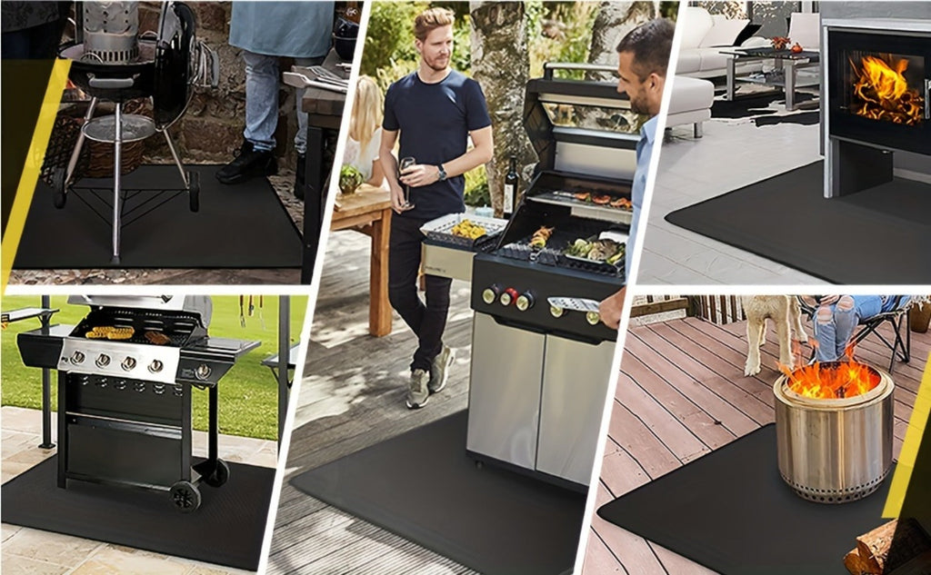 Grill Mat Fire Resistant BBQ Pad ¨C Oversized Under Grill Mat 2000¡ãF Heat Resistant, Waterproof Oil-Resistant Deck Protector for Outdoor Grilling, Fireplace & Fire Pit ¨C 60x48, 72x39, 76x51 Inches