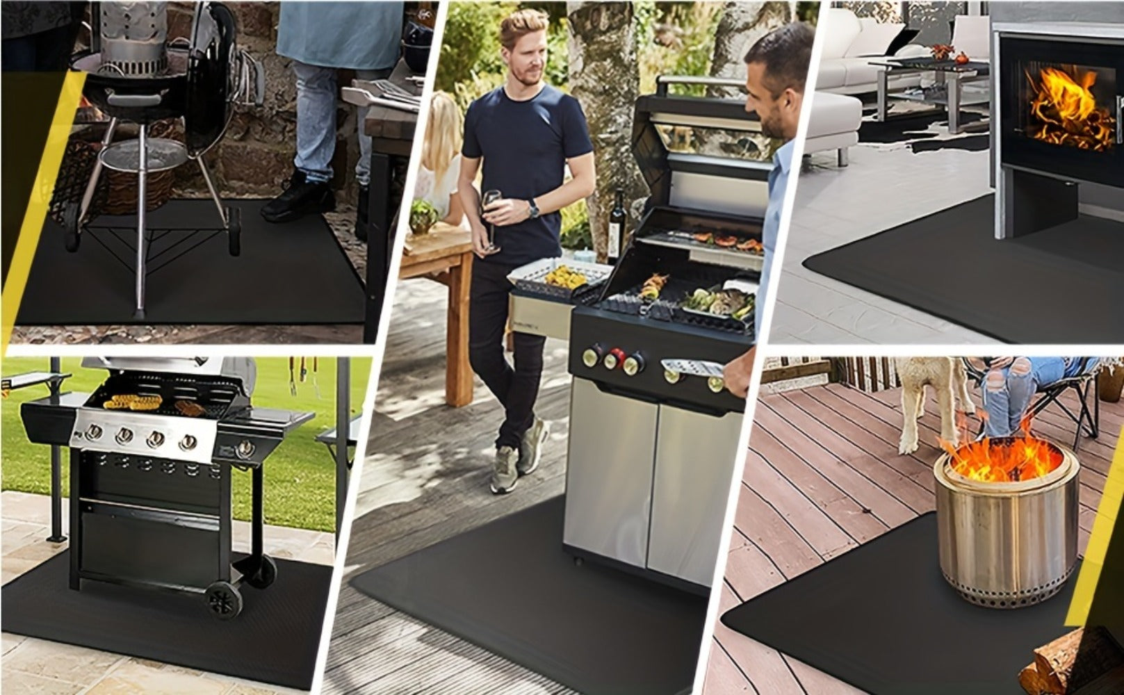 Grill Mat Fire Resistant BBQ Pad ¨C Oversized Under Grill Mat 2000¡ãF Heat Resistant, Waterproof Oil-Resistant Deck Protector for Outdoor Grilling, Fireplace & Fire Pit ¨C 60x48, 72x39, 76x51 Inches