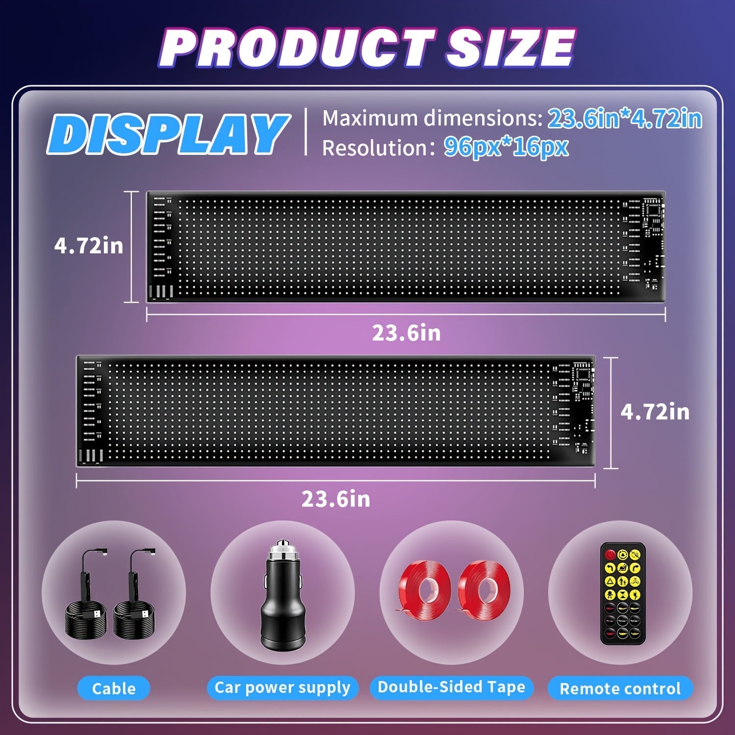 LED Scrolling Sign App Controlled Flexible LED Matrix Display Panel Programmable Animated Text for Car Home Party Birthday Holiday Decoration - Multiple Sizes