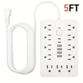 Surge Protector Power Strip 17-in-1 with 11 AC Outlets 4 USB-A 2 USB-C Ports Flat Plug Extension Cord Space-Saving Compact Design for Home Office Kitchen Desk Wall Charging Station