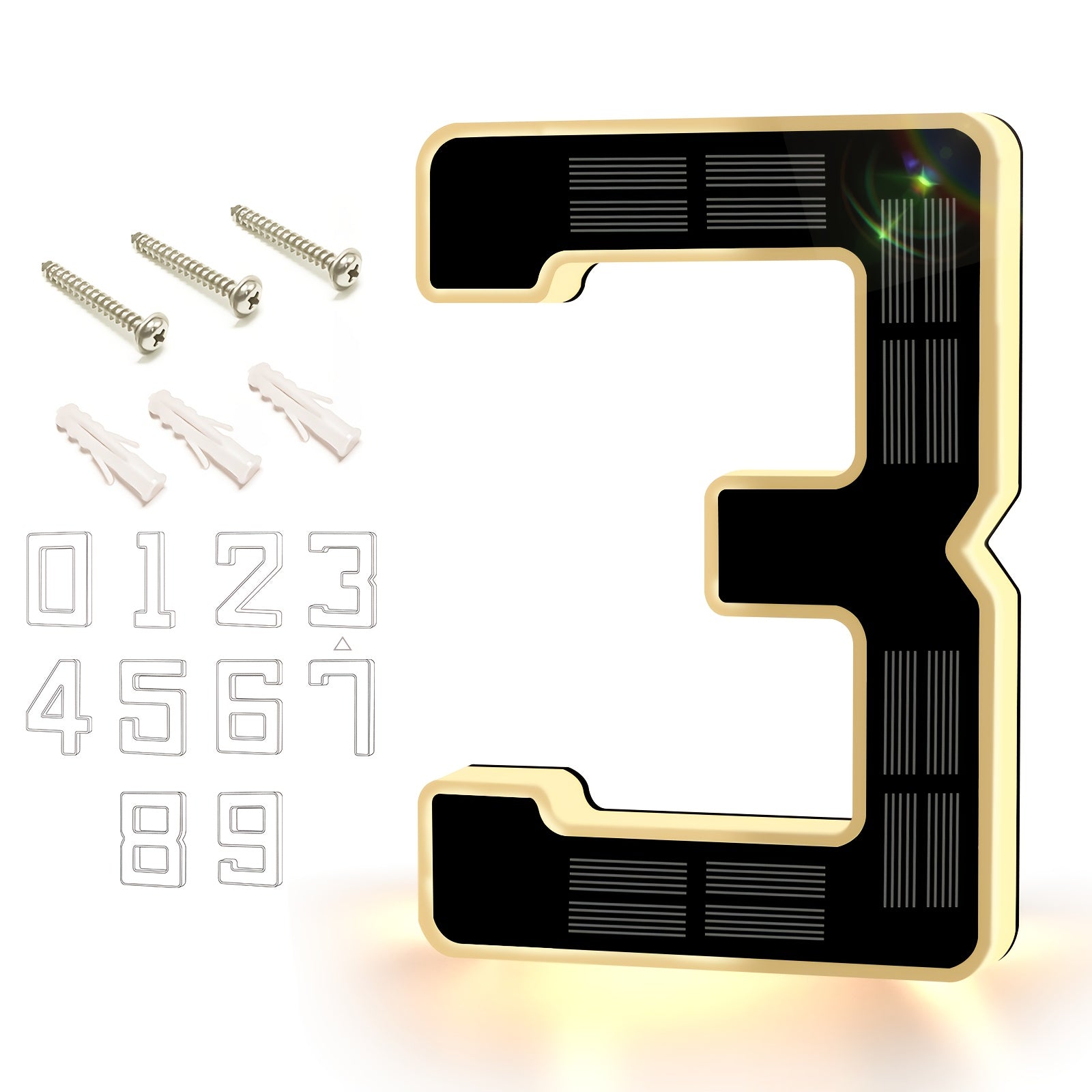 LED Solar House Number Light 6.7 Inch Wall Mounted ¨C Smart Sensor Illuminated Address Number for Home Decor, No Wiring Energy-Saving Solar Powered Outdoor Light