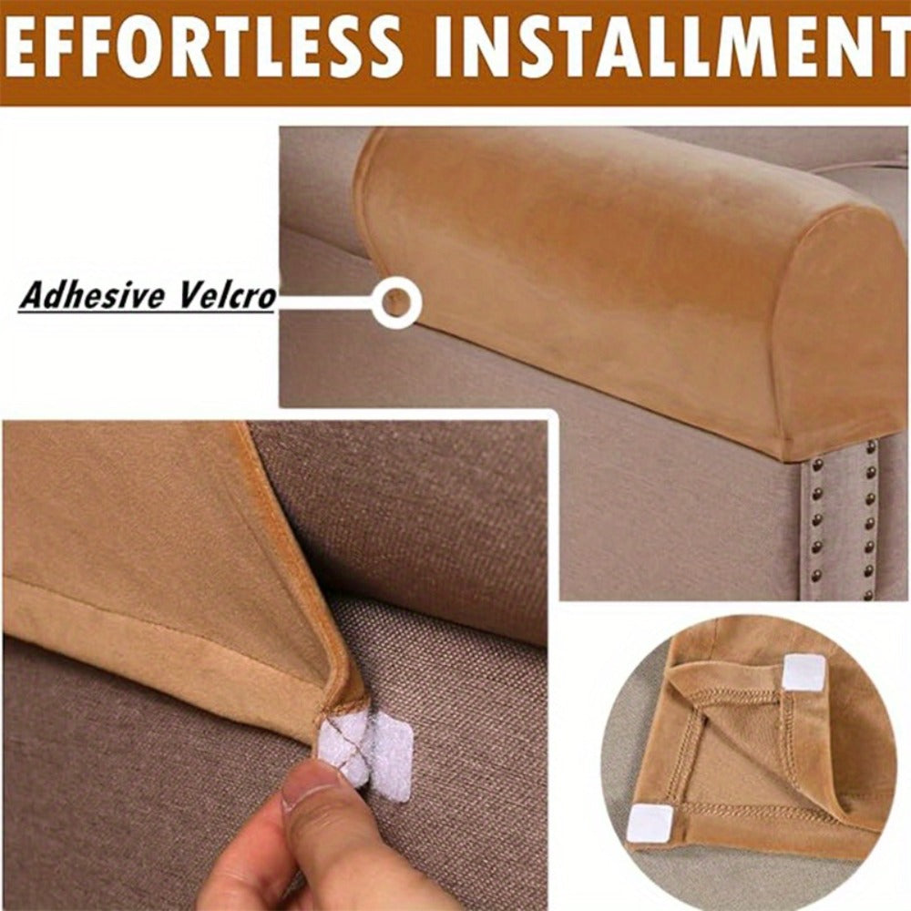 Stretch Armrest Covers for Chairs Sofa Couch 2 Pcs Spandex Elastic Arm Covers Slipcovers Plaid Pattern Furniture Protector for Living Room Recliner Armchair Home Decor