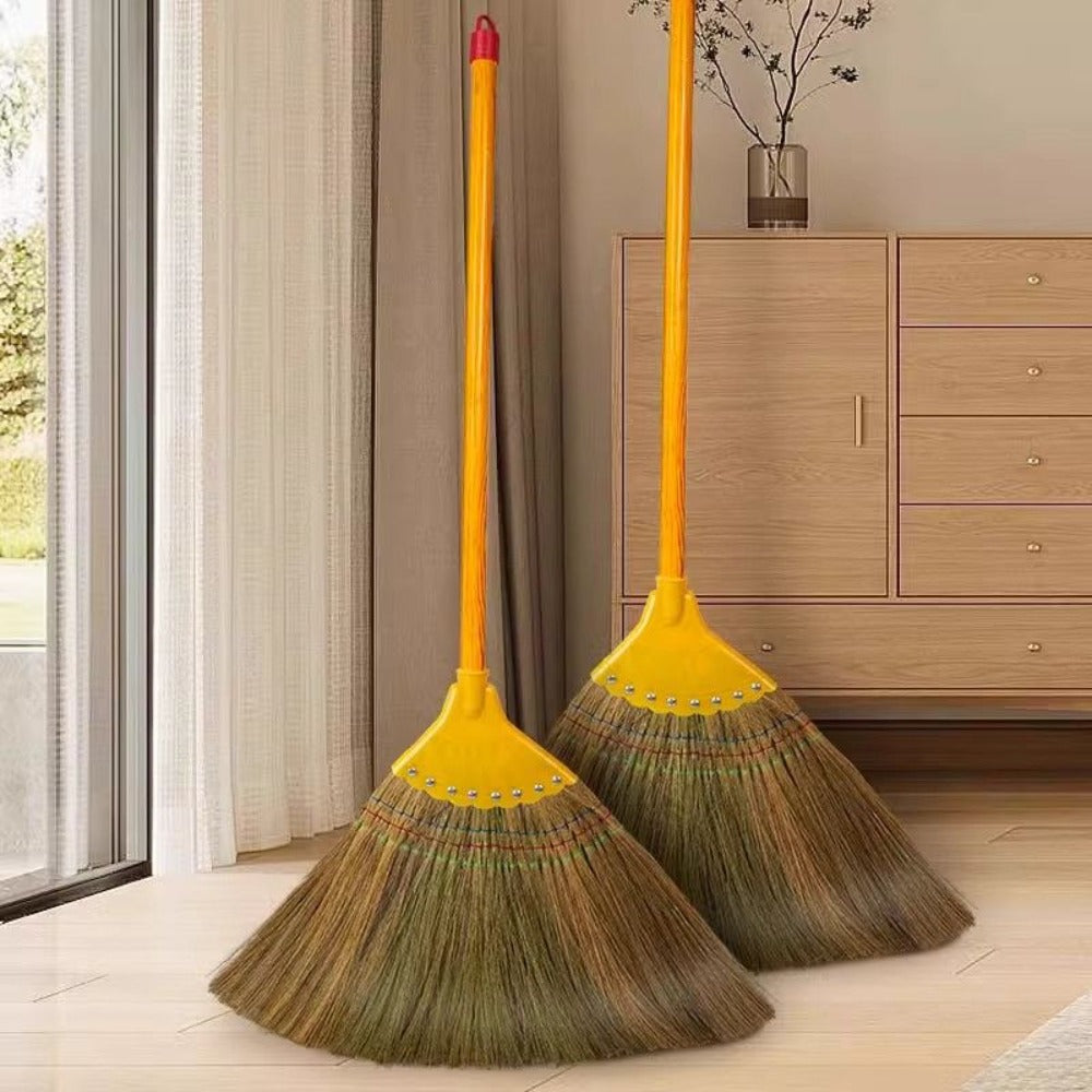 Natural Miscanthus Broom Handmade Thai Style Extra Long Heavy Duty Home Cleaning Broom Asian Grass Soft Bristle Cultural Decor