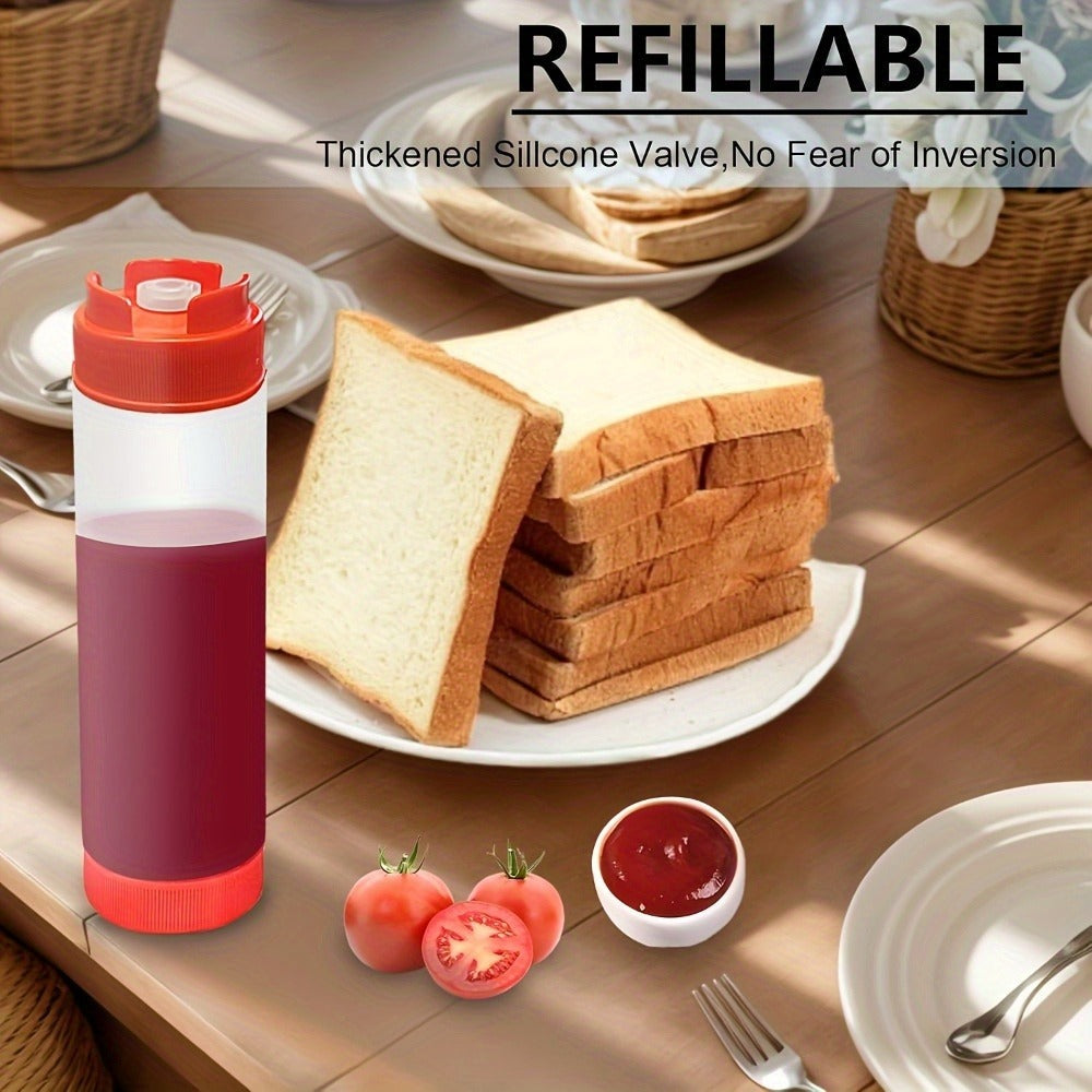 Squeeze Bottles Set of 3 Leak-Resistant Wide Opening Sauce Dispenser Transparent