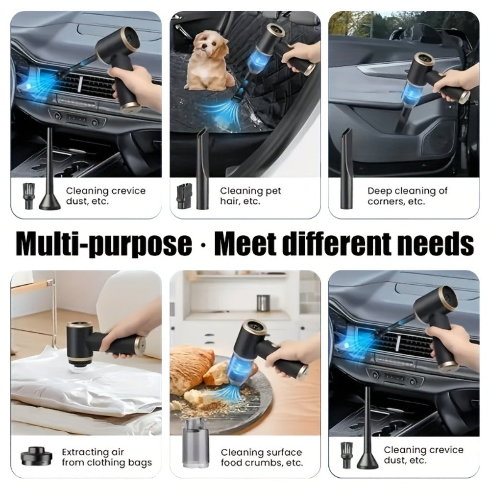 2-in-1 Handheld Vacuum Blower USB Rechargeable Cordless Mini Vacuum Cleaner Blow Suction Mode with Filter Dust Cup for Home Car Office Keyboard Lightweight