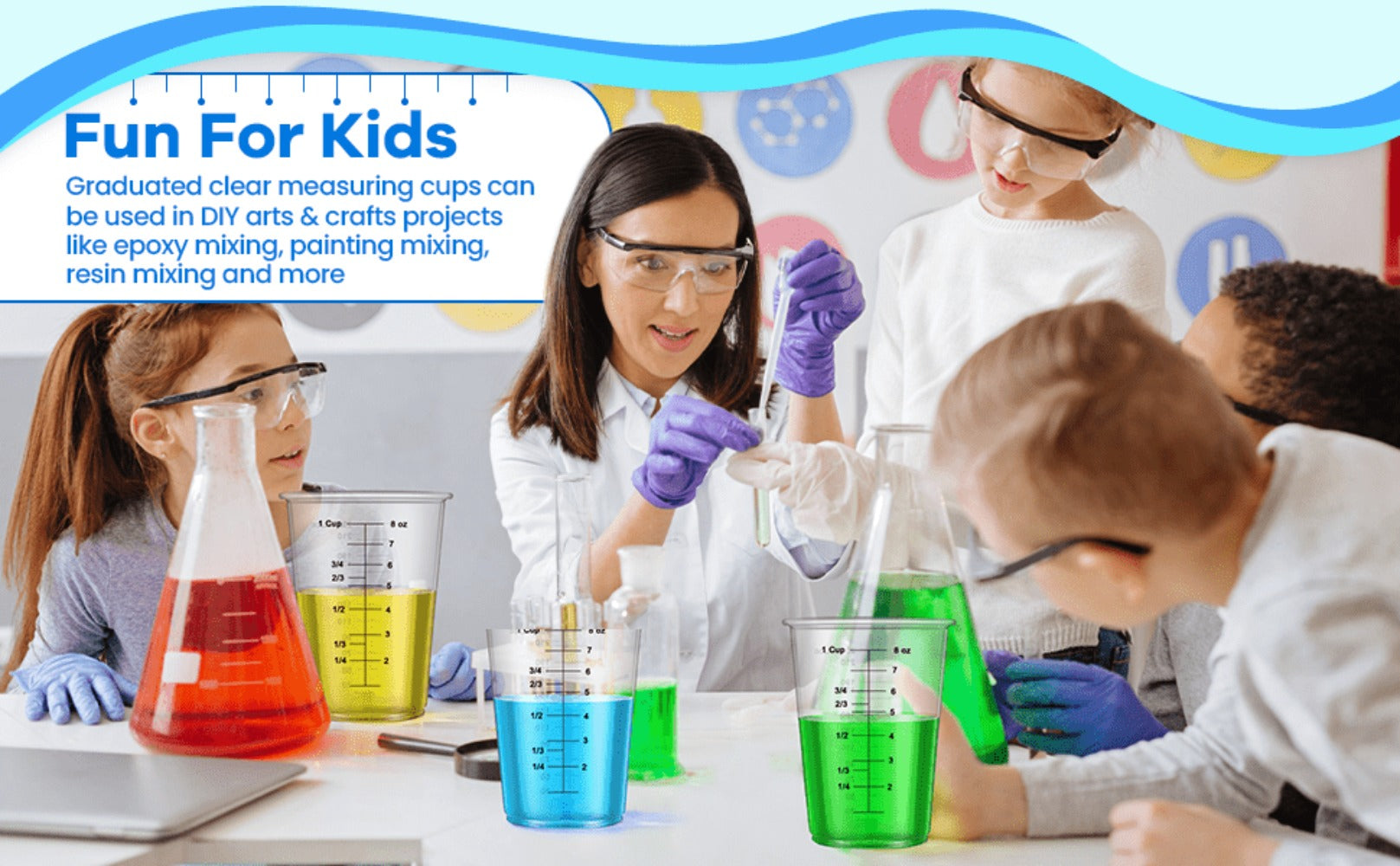Plastic Measuring Cups with Wooden Sticks 100 Sets Clear Graduated Mixing Cups oz/ml/cc for Resin, Cooking, Baking & Epoxy ¨C Disposable Paint Mixing Cups