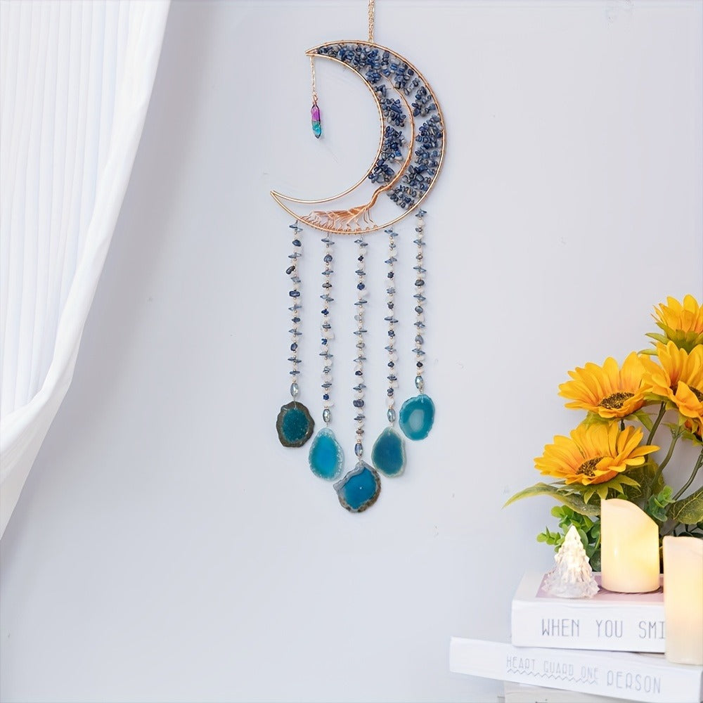 Dreamcatcher Moon Suncatcher Wall Hanging ¨C Handmade Boho Wind Chime Pendant for Indoor Outdoor Garden, Courtyard & Party Decor ¨C Christmas & Birthday Gift