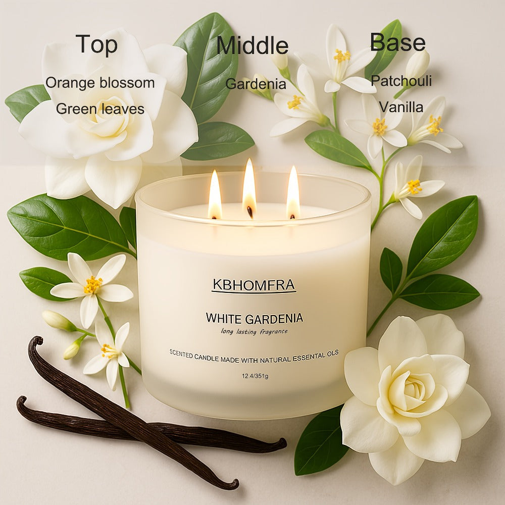 Scented Candles 3-Wick Large Soy Wax Candle 12.4oz - 70 Hour Burn Time, Natural Soy Blend & Beeswax, Luxury Gift Box, 6 Scents: Vanilla Coconut, Lemon Lavender, Jasmine, Citrus Sage, Pink Sands, Gardenia