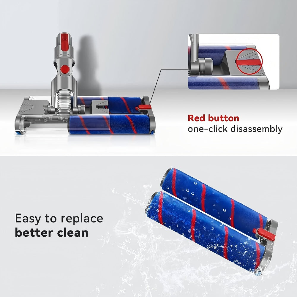 Dyson Replacement Brush Head Double Roller Compatible with V7 V8 V10 V11 V15 360¡ã Swivel Hard Floor Vacuum Cleaner Attachment