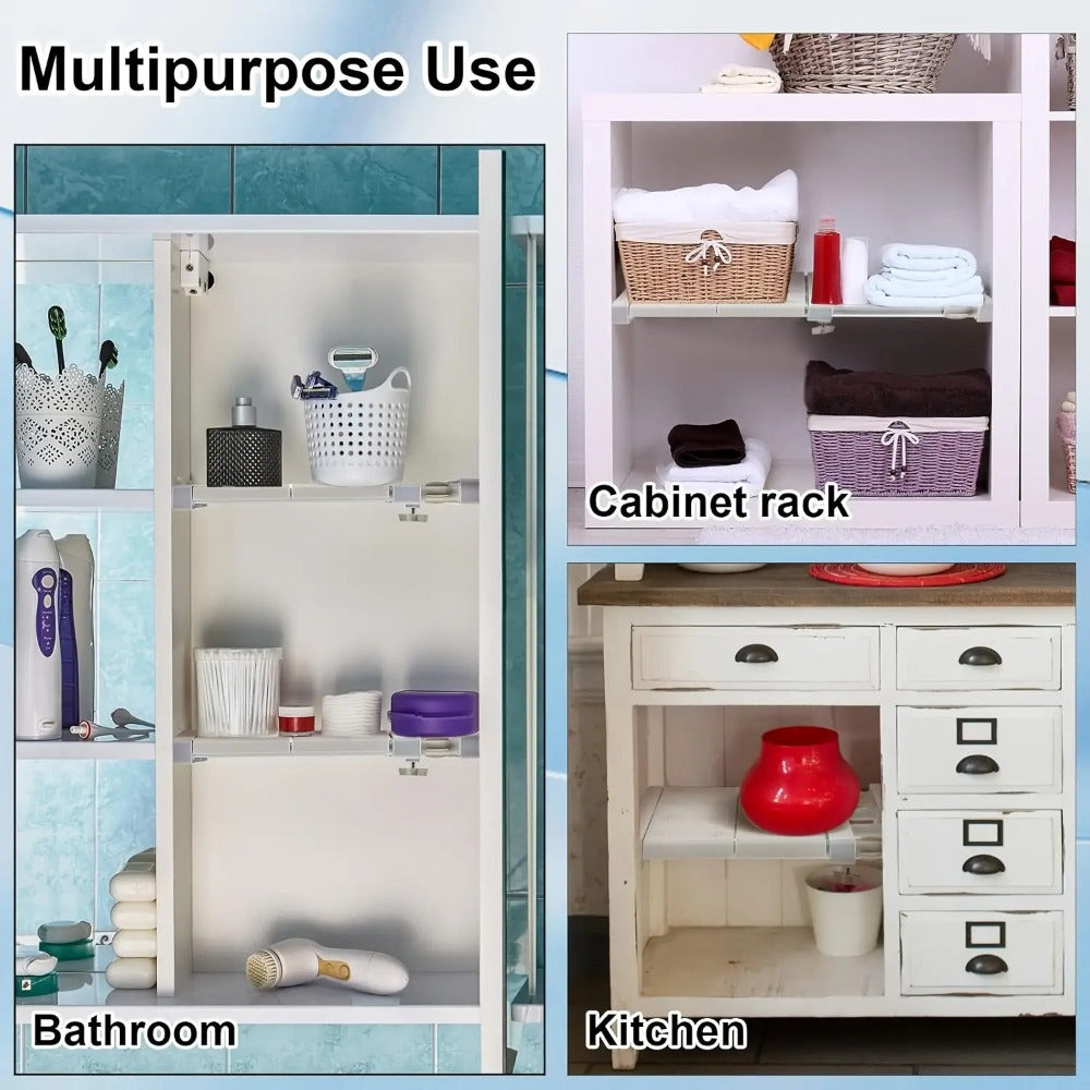 Adjustable Tension Shelf Rod Metal Storage Rack Expandable 18.9-31.5 Inch Closet Organizer Cabinet Wardrobe Kitchen Bathroom Shelf Divider