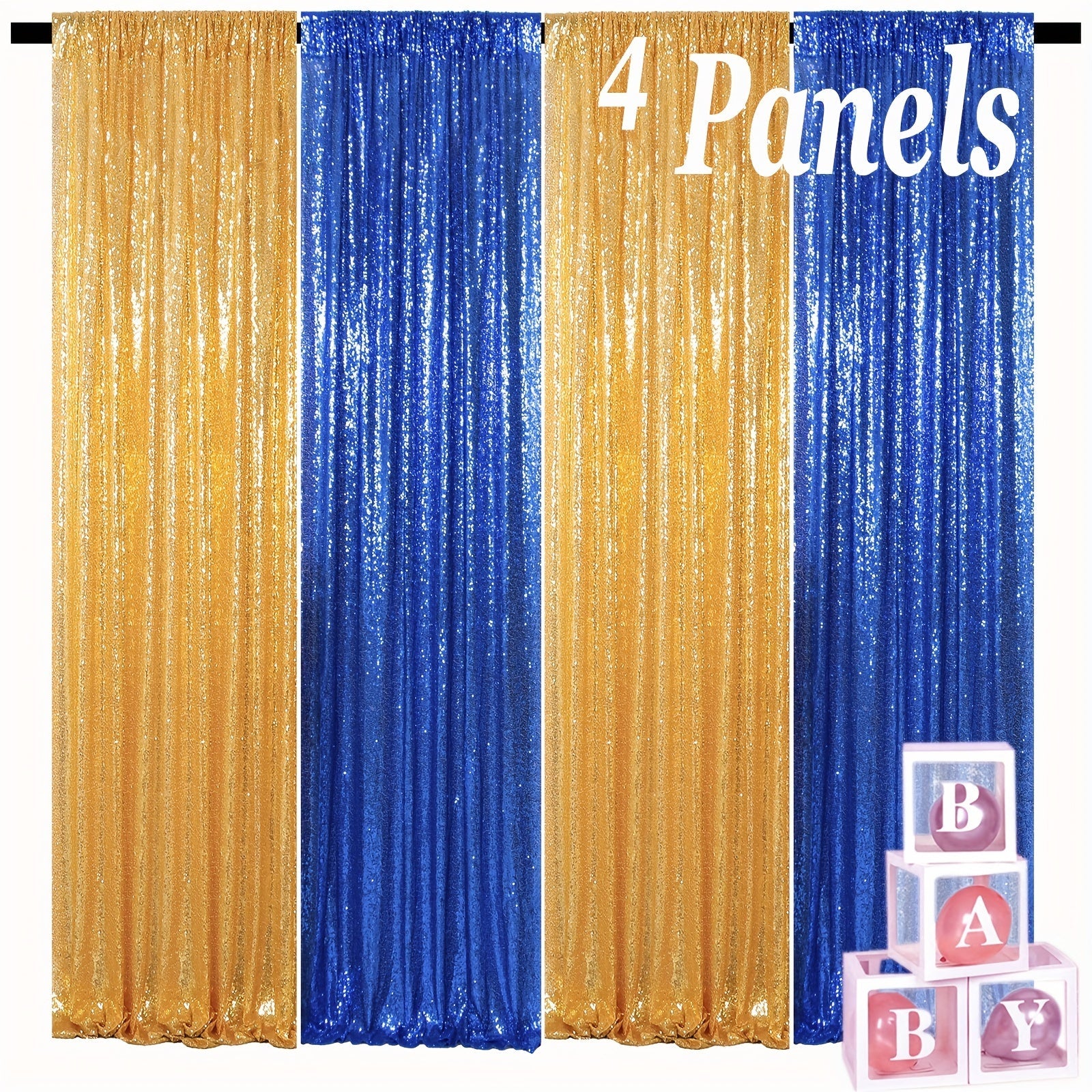 Sequin Backdrop Curtain 4 Panels 2FTx8FT ¨C Shimmer Glitter Background for Wedding Party Photo Booth Decoration