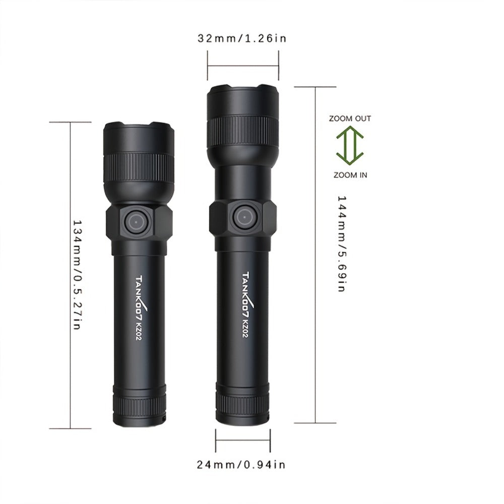 Mini LED Flashlight 18650 Rechargeable Battery | Adjustable Focus & Brightness Zoomable Compact Torch | Textured Grip for Camping Fishing Hiking Outdoor Adventures & Emergency