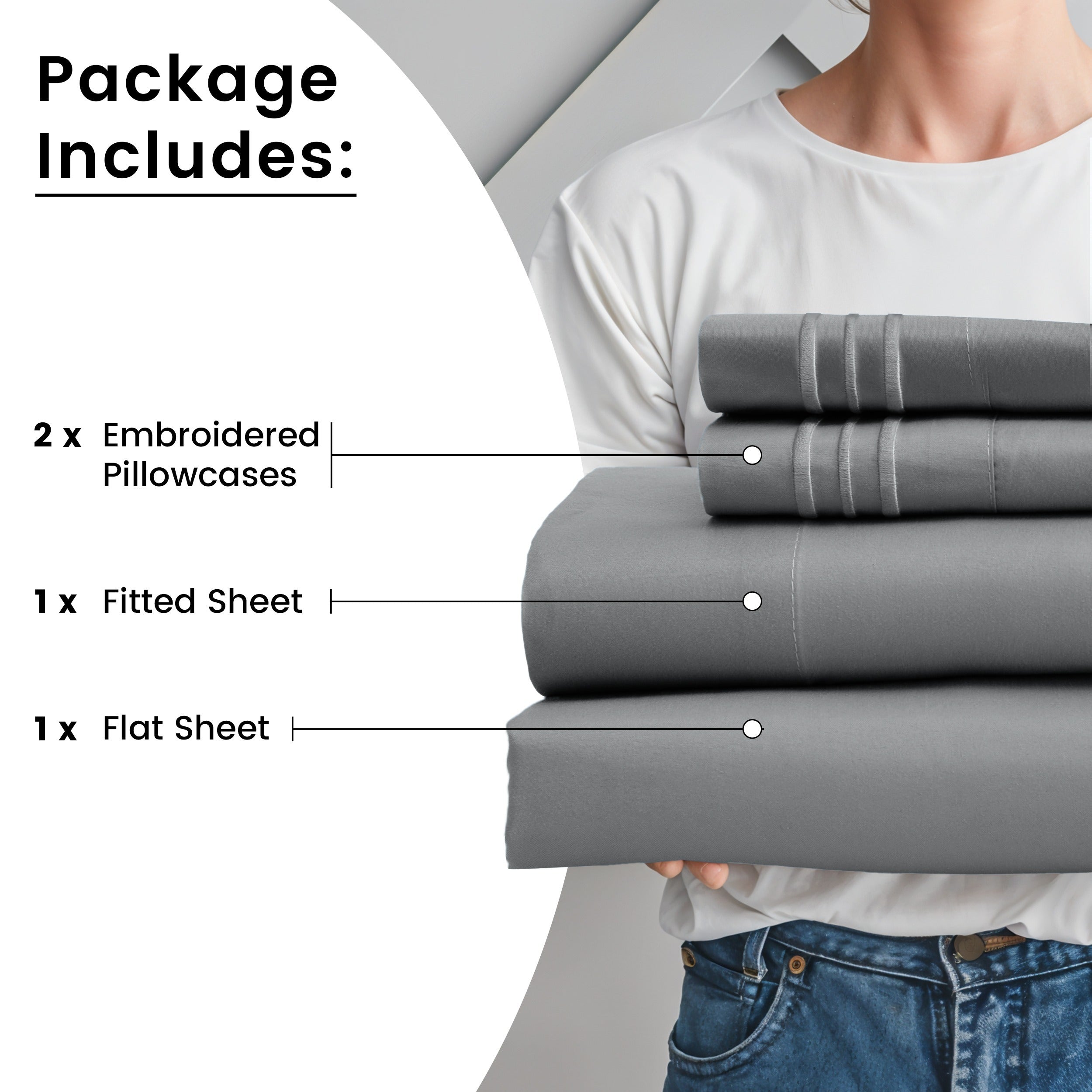 Fitted Sheet Set 6-Piece Brushed Polyester Deep Pocket Bed Sheets 20 Colors Hotel Luxury Soft Bedding with Embroidered Pillowcases