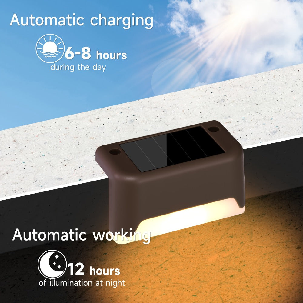 Solar Step Lights IP65 Waterproof ¨C LED Deck Lights for Outdoor Stairs, Fence & Pathway, Auto On/Off Dusk to Dawn, 12-Hour Night Lighting for Garden, Patio, Driveway & Commercial Spaces