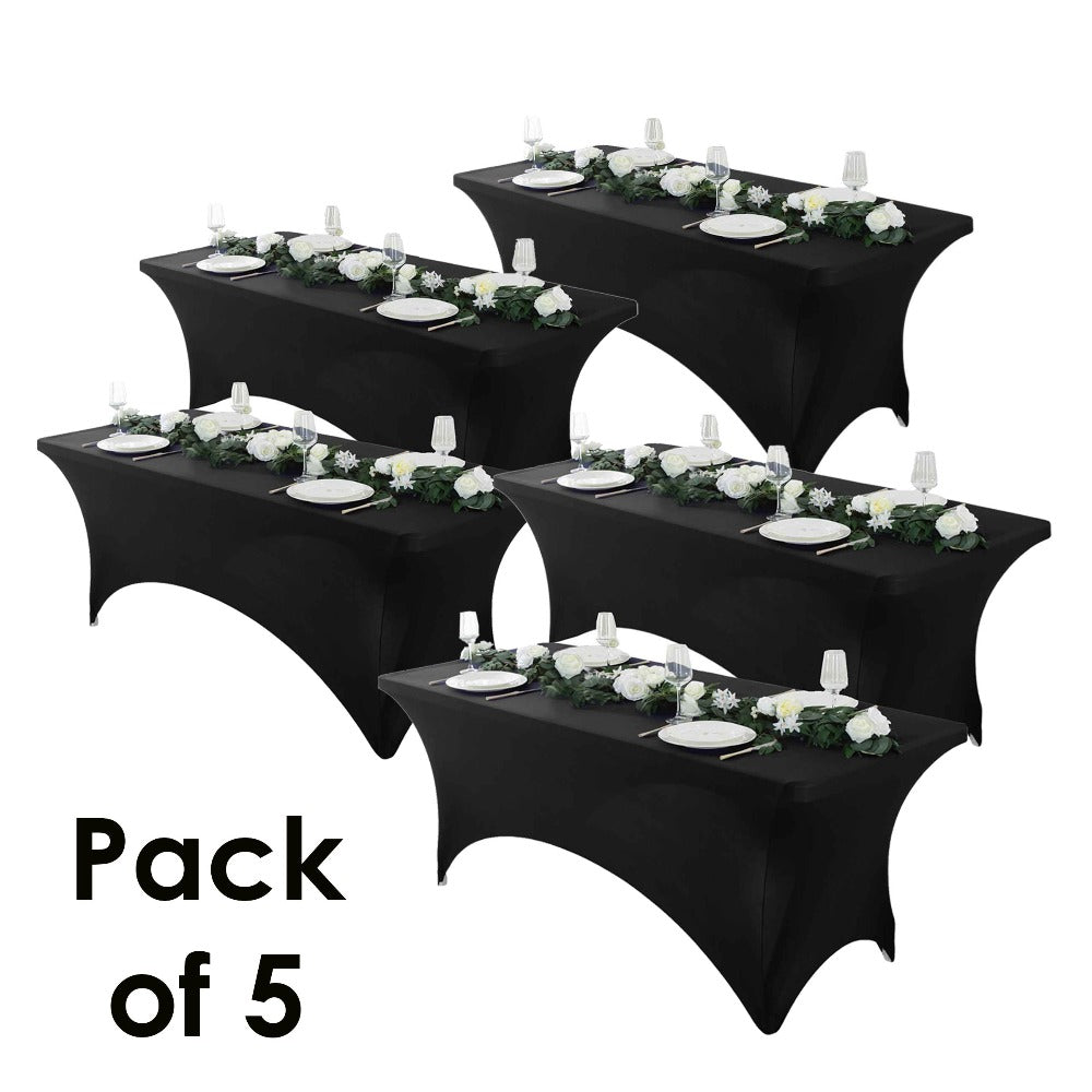 Spandex Tablecloth Stretch Table Cover Fitted Rectangle Table Cloth for Wedding Party Event 3/5pcs White Black