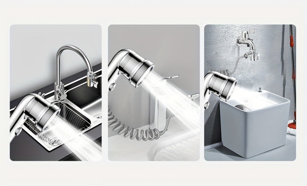Faucet Extender Pull-Out Retractable Showerhead for Washbasin - Hot & Cold Compatible Hair Washing Sink Sprayer, Basin Extension Attachment for Bathroom Sink, 1-Speed & 3-Speed Options