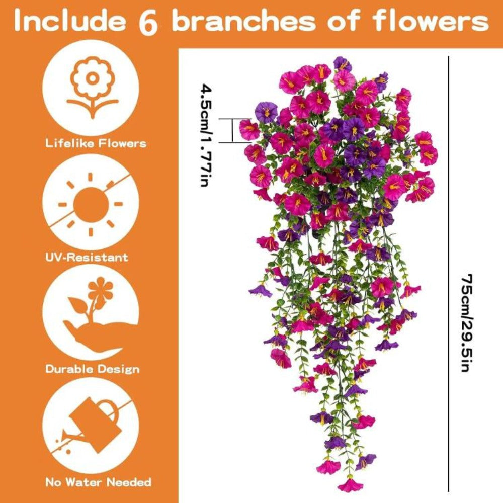 Artificial Rose Vine Hanging Garland 3pcs 216 Flowers - High-Density UV-Resistant Faux Rose Flower Vines with Realistic Roses & Foliage for Garden, Wedding, Porch, Terrace & Wall Decor, Multiple Colors
